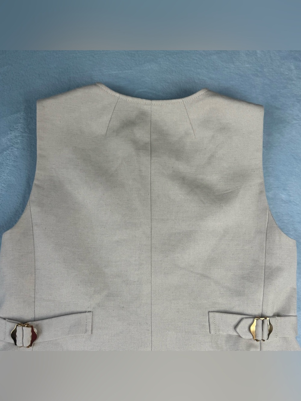 J. Crew Contrast Vest Textured Linen Blend in Dried Wheat Size 4 - Picture 6 of 15